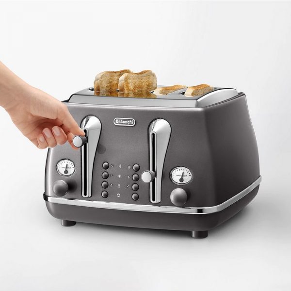 DeLonghi Icona Metallics Toaster Grey CTOT4003.GY