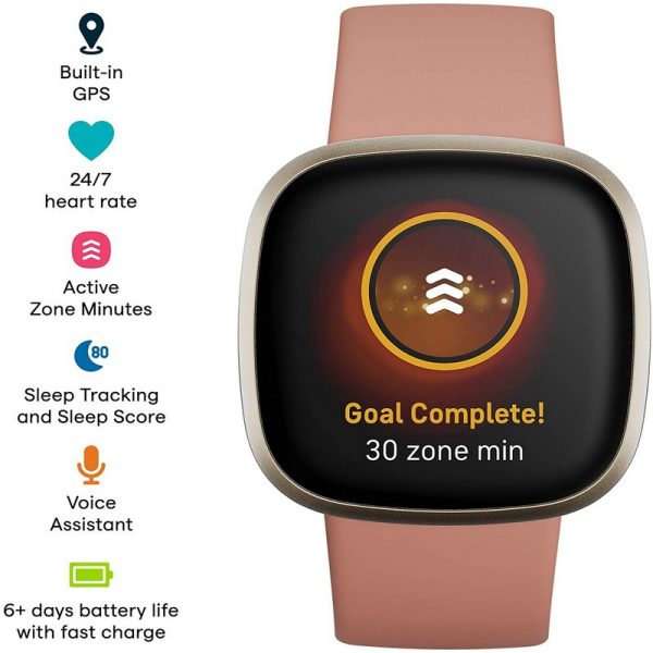 Fitbit Versa 3 Fitness Smart Watch – Pink Clay