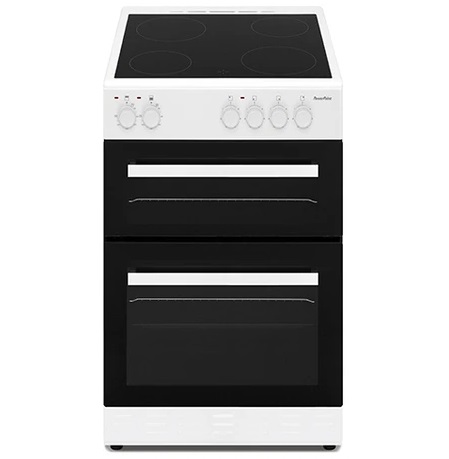 PowerPoint 50CM Double Cavity Cooker with Ceramic Hob – White