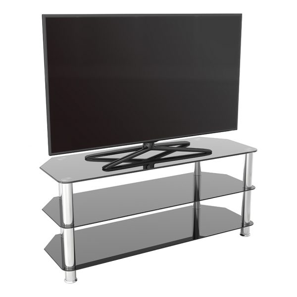 AVF Glass Floor Stand for TV’s upto 55″ Black/Chrome
