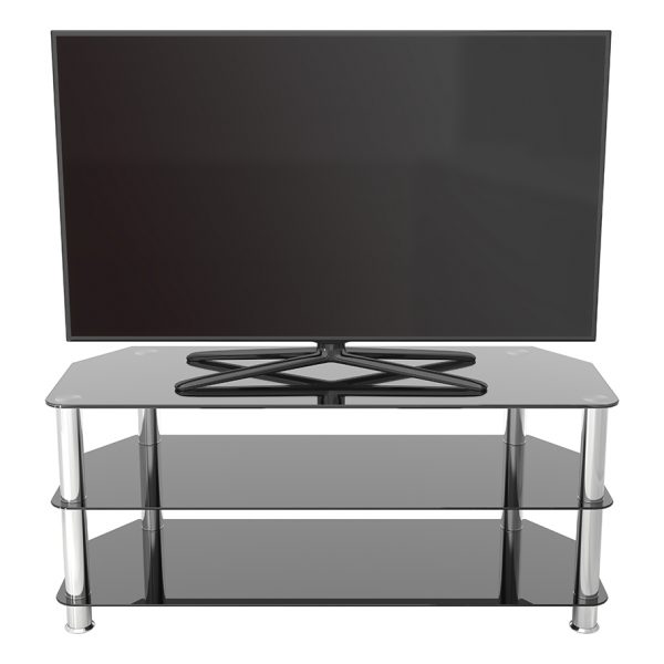 AVF Glass Floor Stand for TV’s upto 55″ Black/Chrome