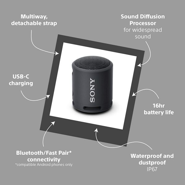 Sony SRS-XB13 Compact Bluetooth Waterproof Speaker | Black | SRSXB13B.CE7