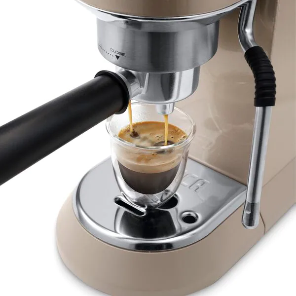 DeLonghi Dedica Arte Coffee Maker | Milk Frother | Beige Gold | EC885.BG
