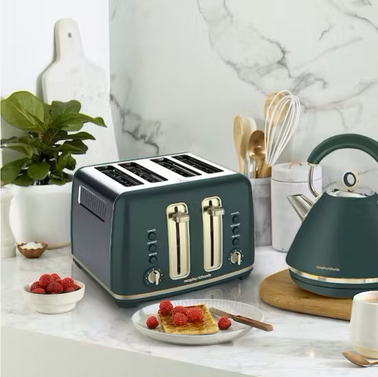 Morphy Richards Ascend Toaster | 4 Slice | Green & Soft Gold | 244020