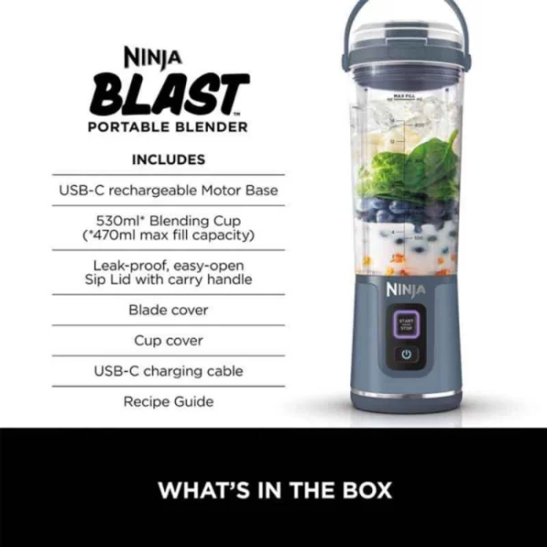 Ninja Blast Cordless Portable Blender | Denim Blue | BC151UKNV