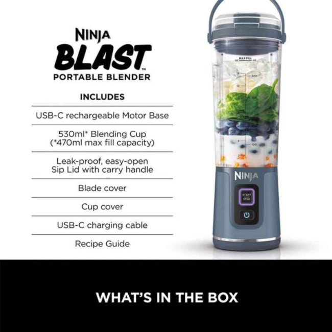 Ninja Blast Portable Blender, Denim Blue