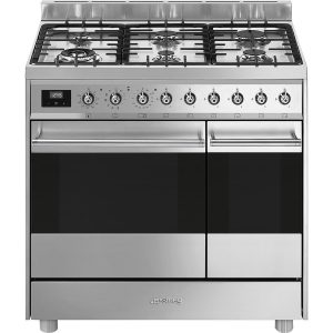 Smeg 90cm Classica Double Cavity Cooker | Gas Hob | Stainless Steel | C92GPX9