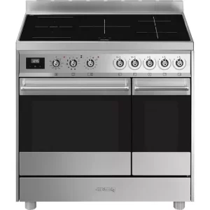 Smeg 90cm Classica Double Cavity Cooker | Induction Hob | Stainless Steel | C92IPX9