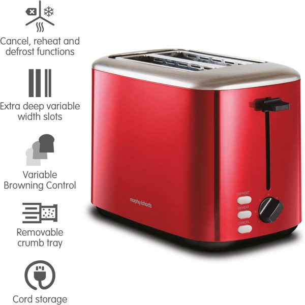 Morphy Richards Equip Toaster | 2 Slice | Red | 222066
