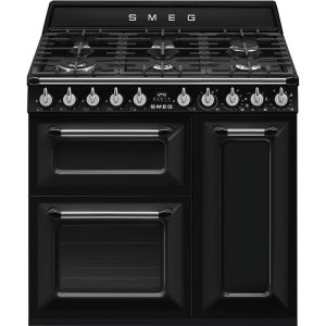Smeg 90cm Victoria Triple Cavity Cooker | Gas Hob | Black | TR93BL