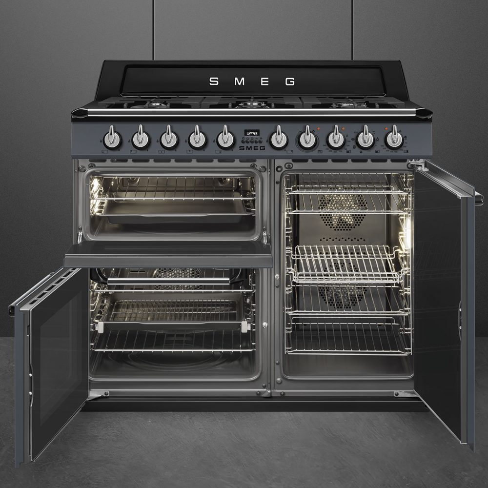Smeg 100cm Victoria Triple Cavity Cooker | Duel Fuel | Slate Grey | TR103GR Smeg 100cm Victoria Triple Cavity Cooker | Duel Fuel | Slate Grey | TR103GR