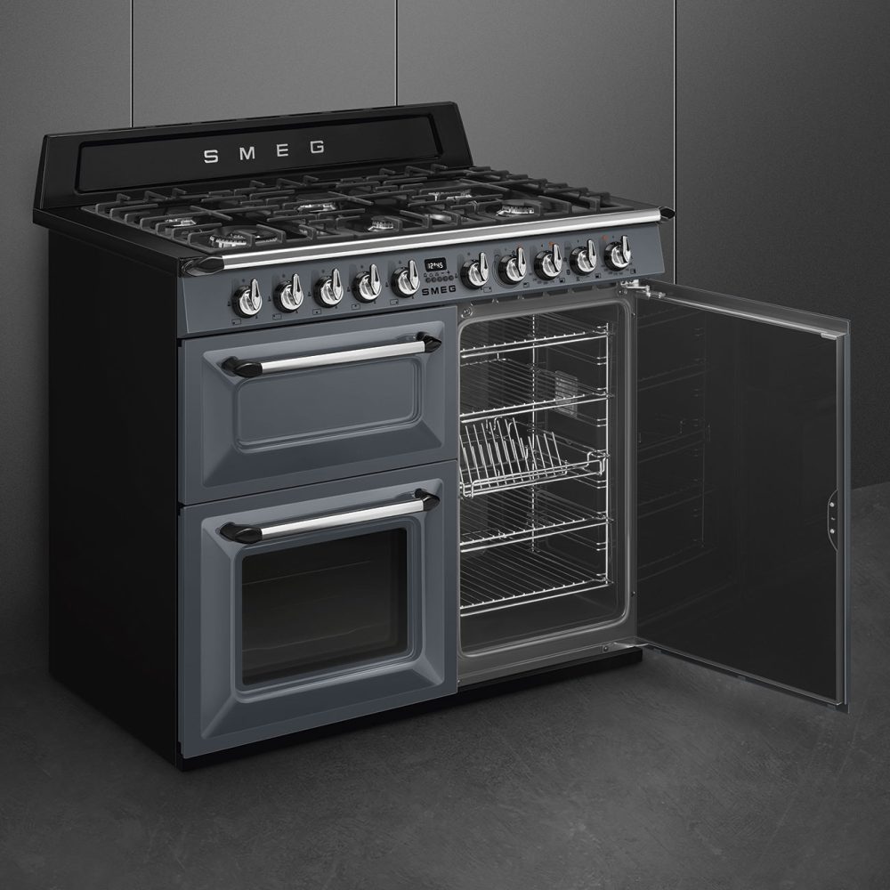 Smeg 100cm Victoria Triple Cavity Cooker | Duel Fuel | Slate Grey | TR103GR Smeg 100cm Victoria Triple Cavity Cooker | Duel Fuel | Slate Grey | TR103GR