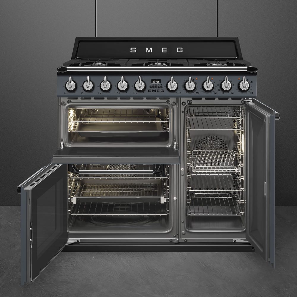 Smeg 90cm Victoria Triple Cavity Cooker | Induction Hob | Slate Grey | TR93IGR Smeg 90cm Victoria Triple Cavity Cooker | Induction Hob | Slate Grey | TR93IGR