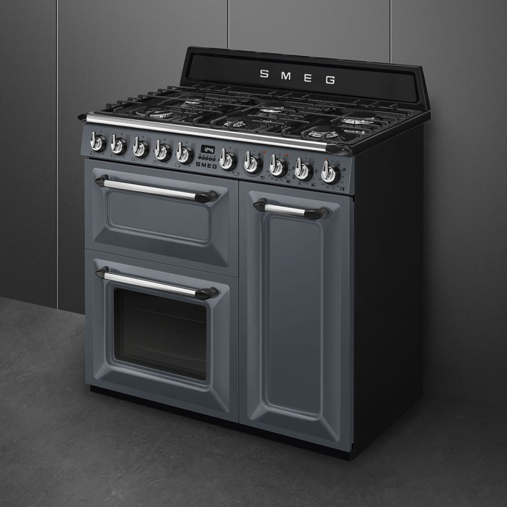 Smeg 90cm Victoria Triple Cavity Cooker | Induction Hob | Slate Grey | TR93IGR Smeg 90cm Victoria Triple Cavity Cooker | Induction Hob | Slate Grey | TR93IGR