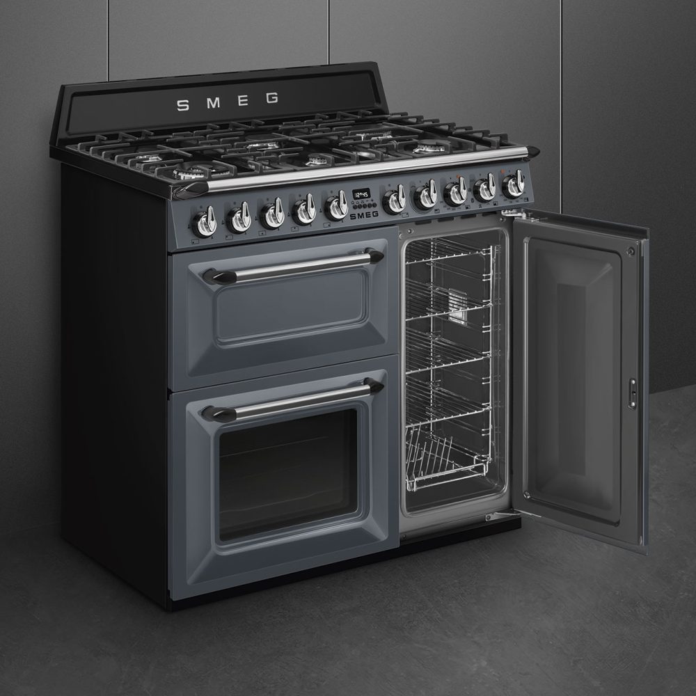 Smeg 90cm Victoria Triple Cavity Cooker | Induction Hob | Slate Grey | TR93IGR Smeg 90cm Victoria Triple Cavity Cooker | Induction Hob | Slate Grey | TR93IGR