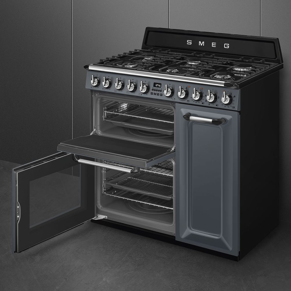 Smeg 90cm Victoria Triple Cavity Cooker | Induction Hob | Slate Grey | TR93IGR Smeg 90cm Victoria Triple Cavity Cooker | Induction Hob | Slate Grey | TR93IGR