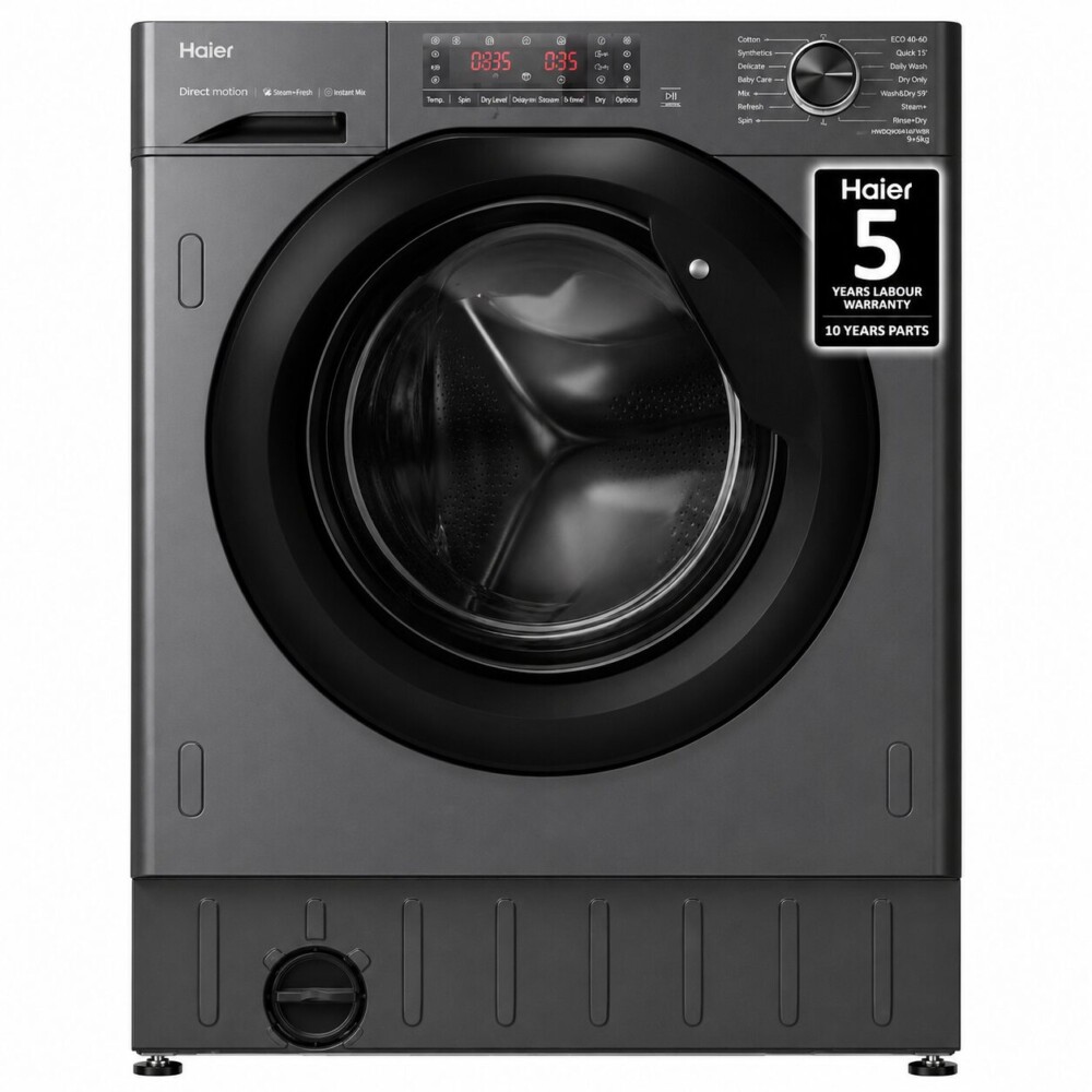 Haier Integrated 9kg Washer/Heat Pump Tumble Dryer I 5kg Dry I HWDQ90B416FWBR Haier Integrated 9kg Washer/Heat Pump Tumble Dryer I 5kg Dry I HWDQ90B416FWBR